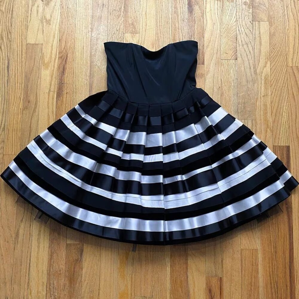 Alice + Olivia Strapless Black and White Tutu Dress